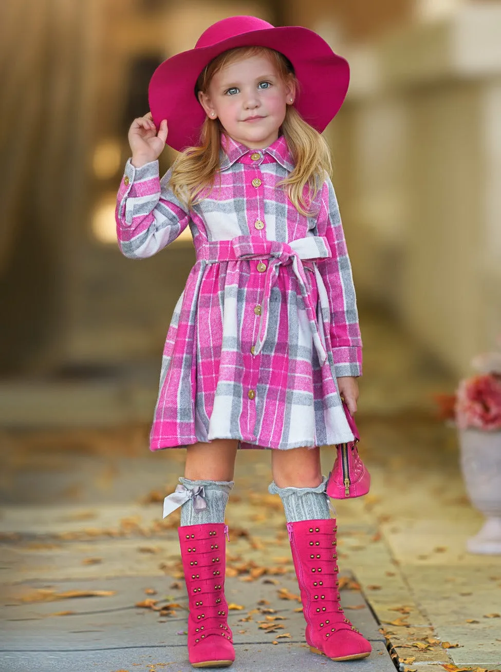 Pumpkin Harvest Pink Flannel Dress