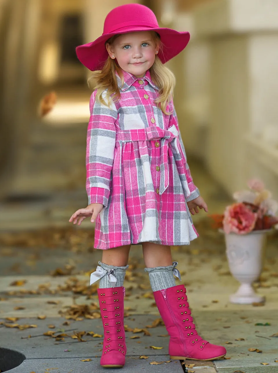 Pumpkin Harvest Pink Flannel Dress