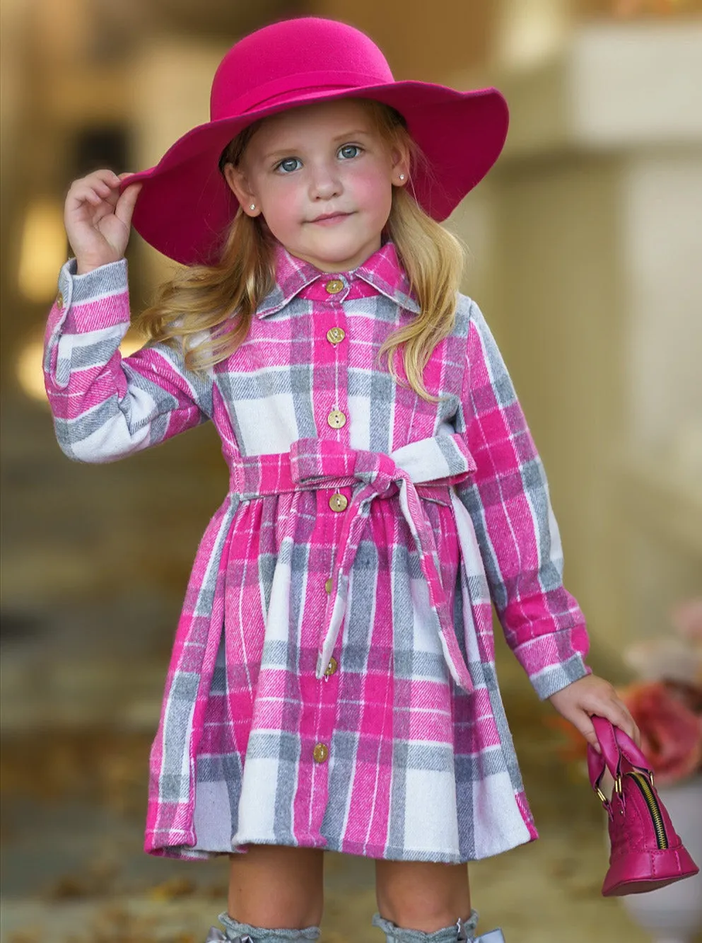 Pumpkin Harvest Pink Flannel Dress