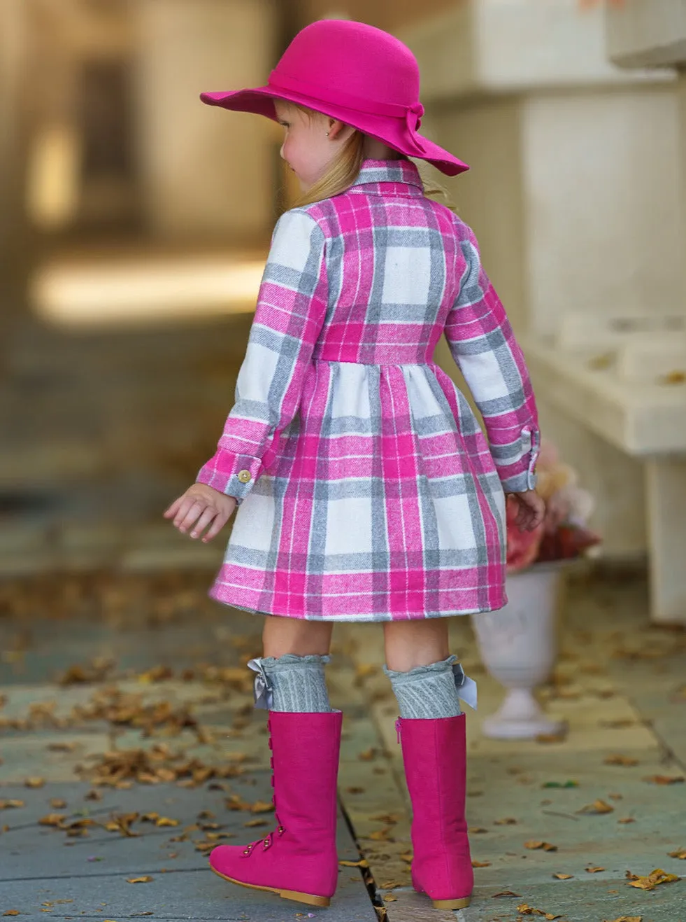 Pumpkin Harvest Pink Flannel Dress
