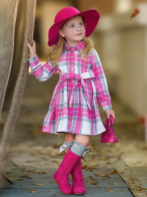Pumpkin Harvest Pink Flannel Dress