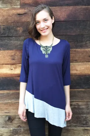 Purple Gray Asymmetrical Top