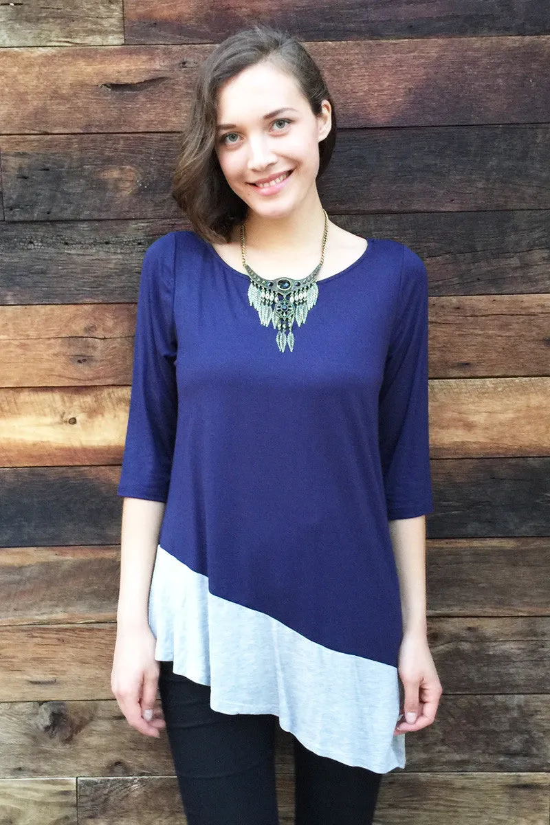 Purple Gray Asymmetrical Top