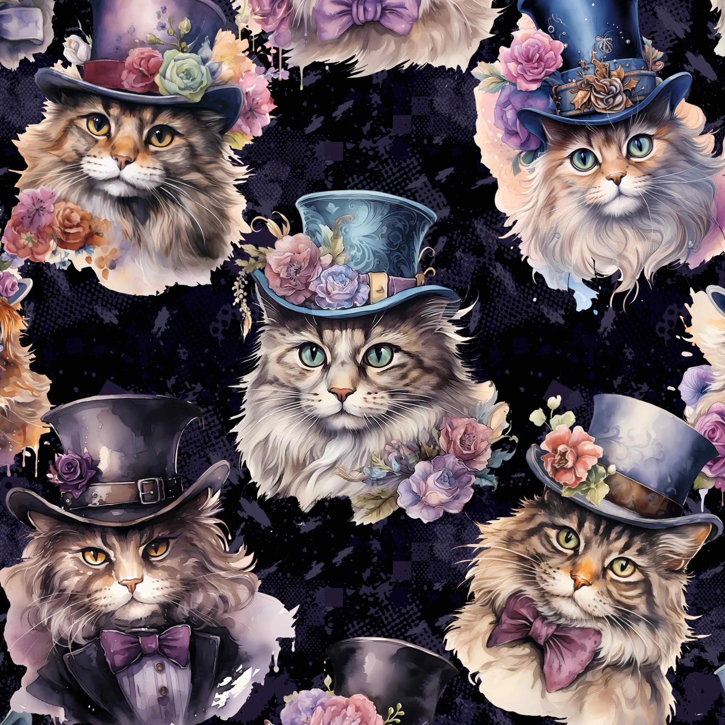 Purrfectly Victorian Cat Print Capri Joggers