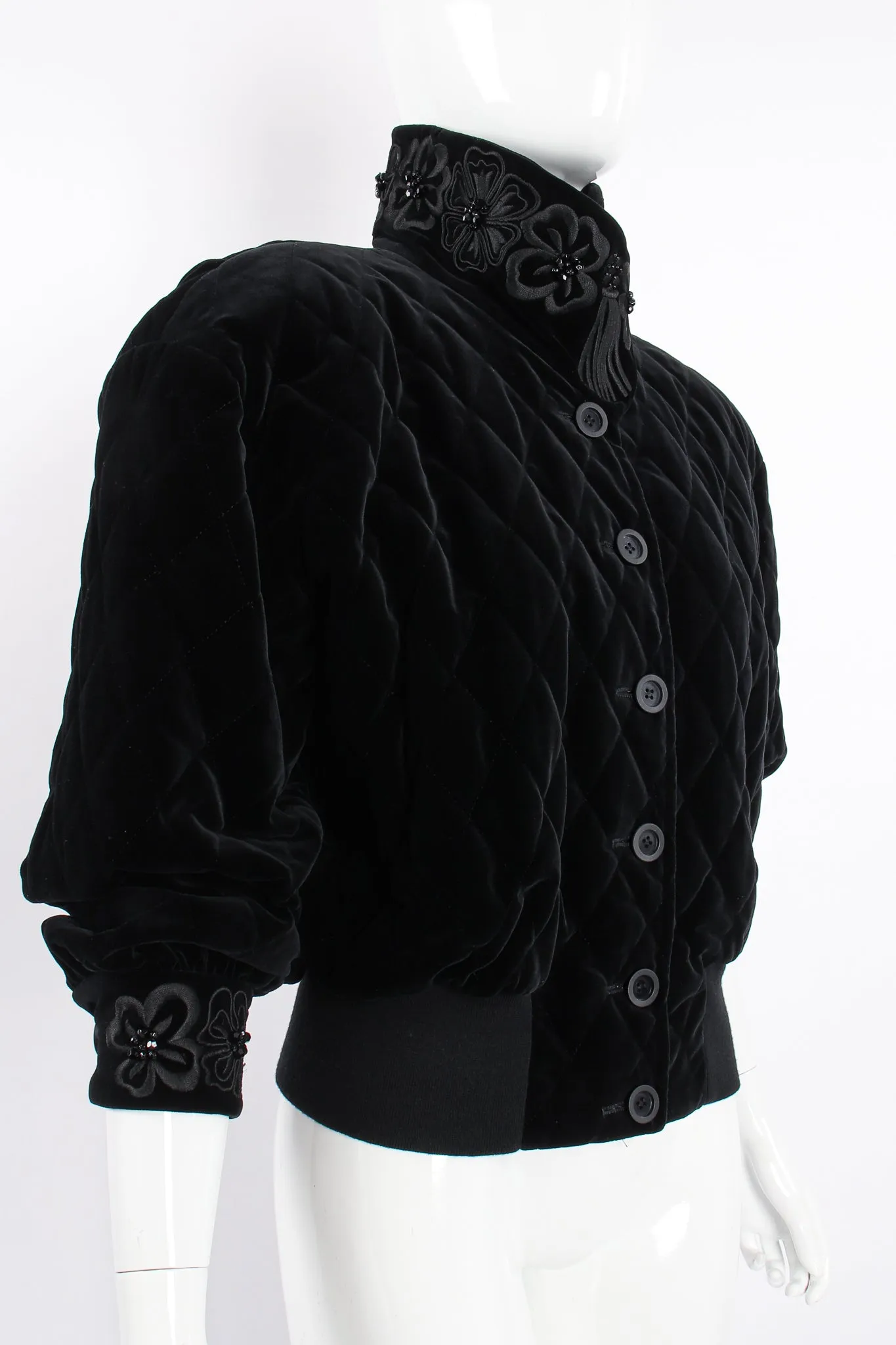 Quilted Velvet Embellished Bomber