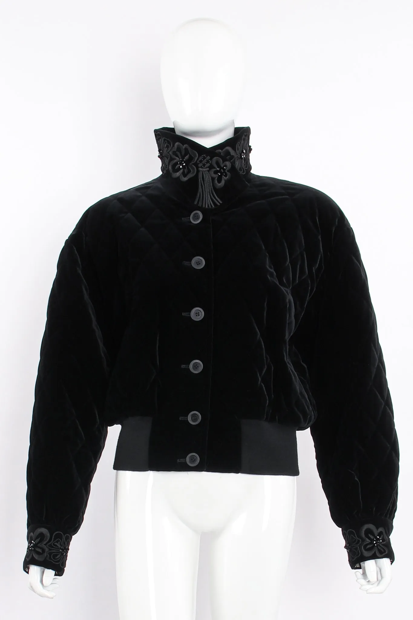 Quilted Velvet Embellished Bomber