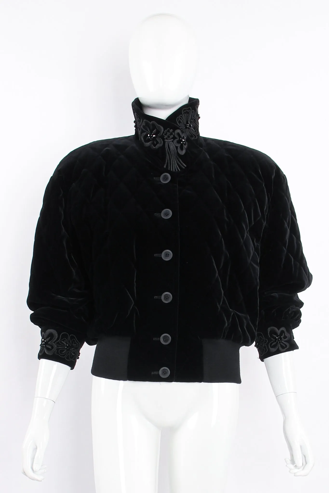 Quilted Velvet Embellished Bomber