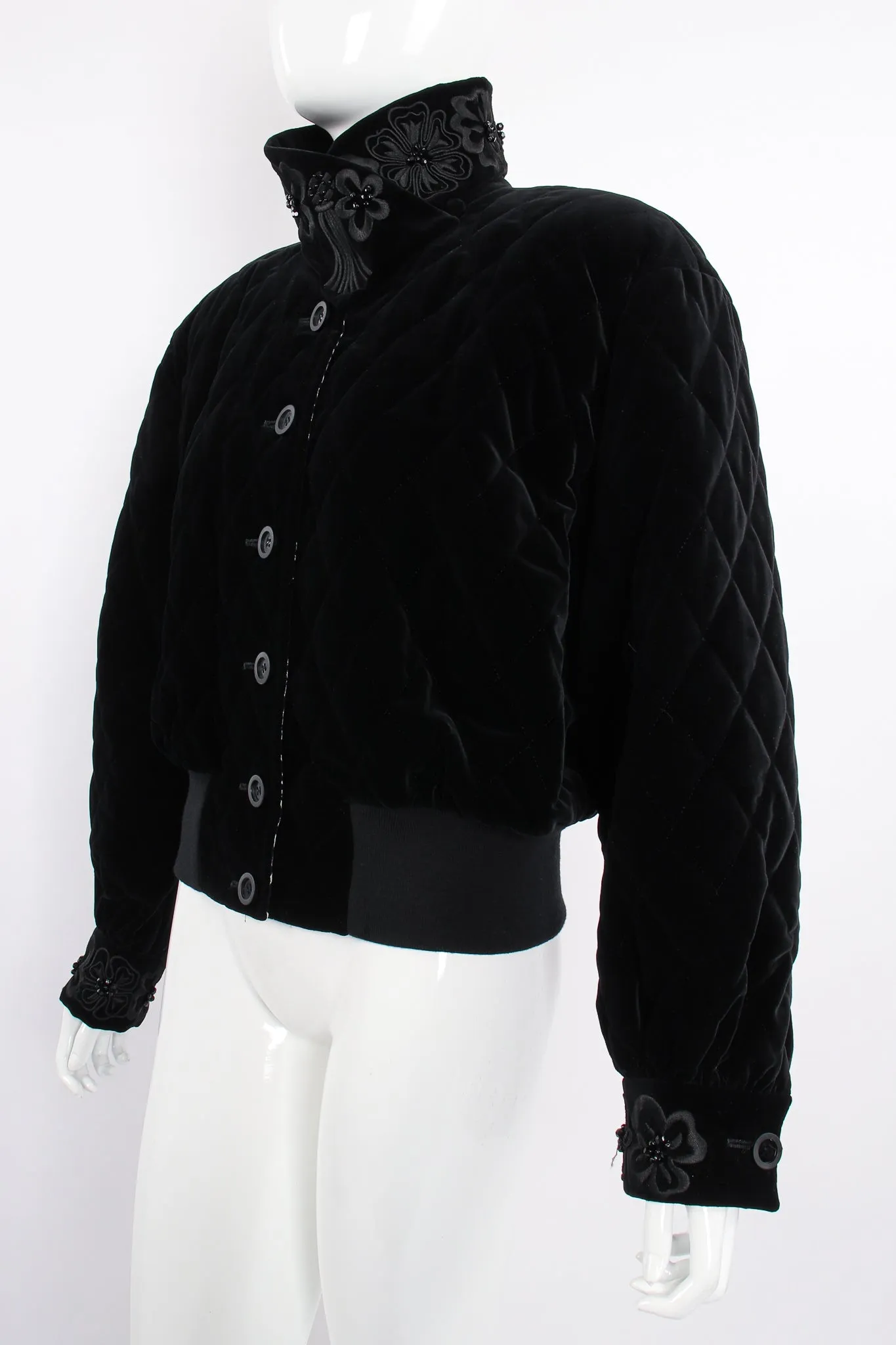 Quilted Velvet Embellished Bomber
