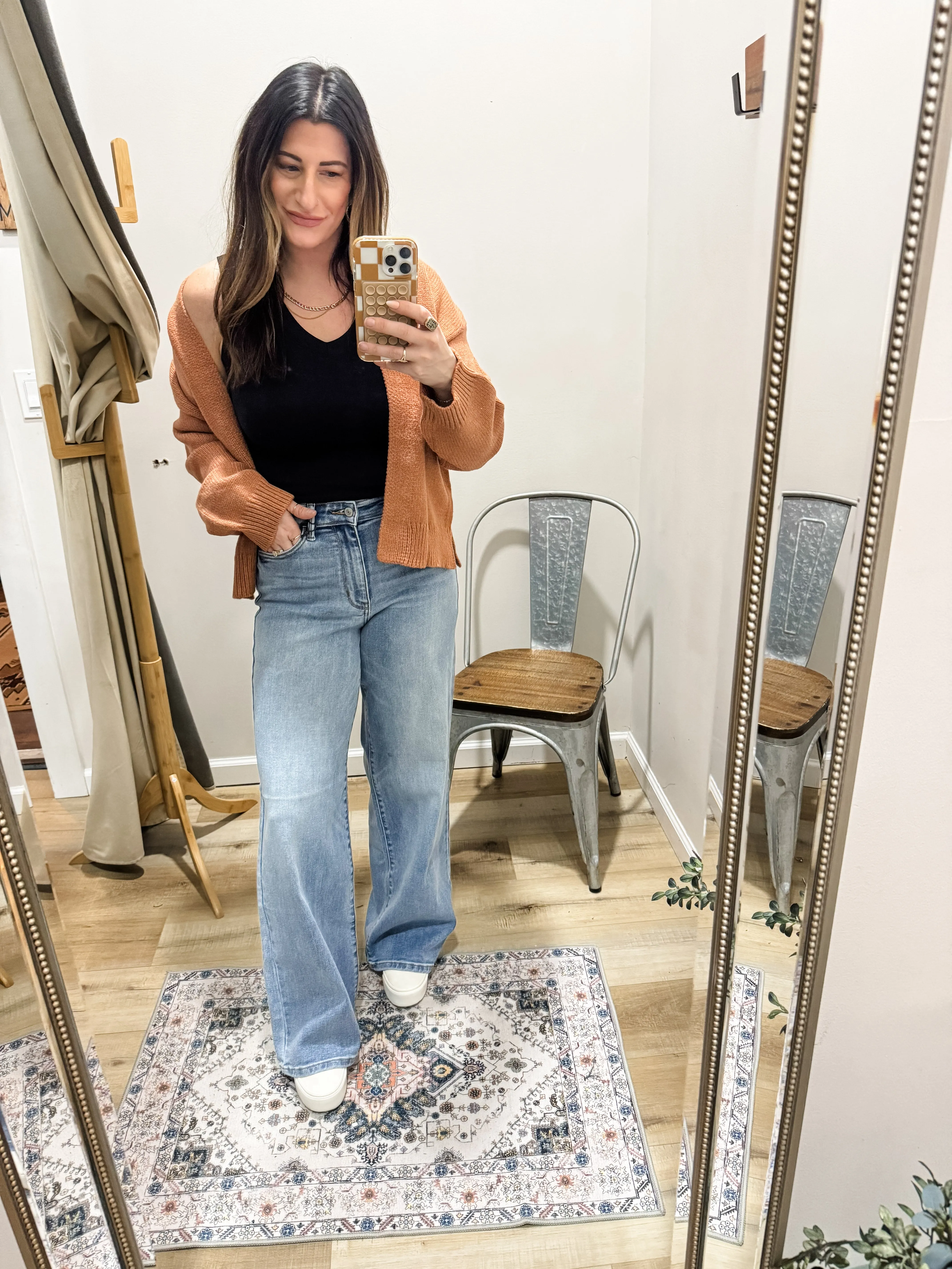 RISEN Full Size Distressed Wide Leg Jeans