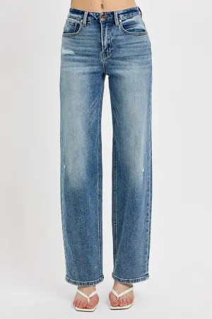 RISEN Full Size Distressed Wide Leg Jeans