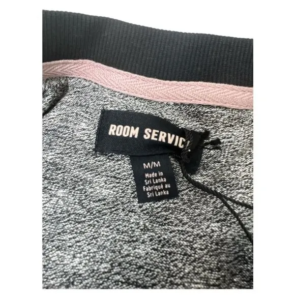 Room Service Womens Black Long Sleeve Pockets Jogger Pajamas Sets Sz M NWT