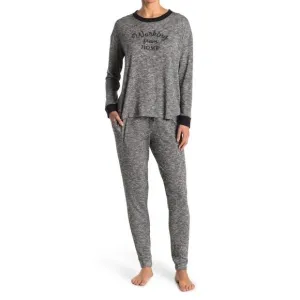 Room Service Womens Black Long Sleeve Pockets Jogger Pajamas Sets Sz M NWT