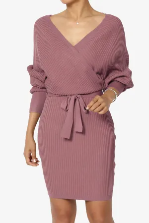 Rosalina Batwing Sleeve Wrap Knit Dress