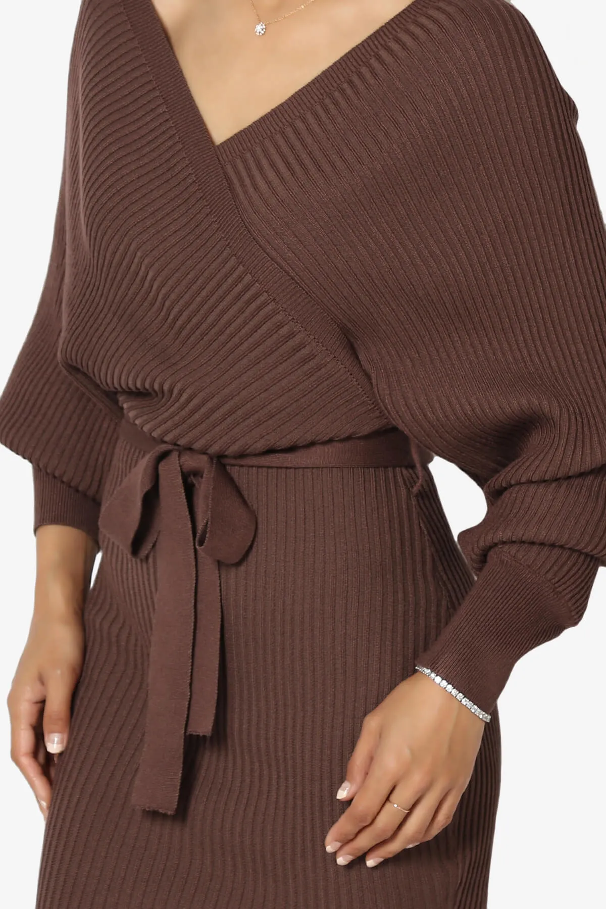 Rosalina Batwing Sleeve Wrap Knit Dress
