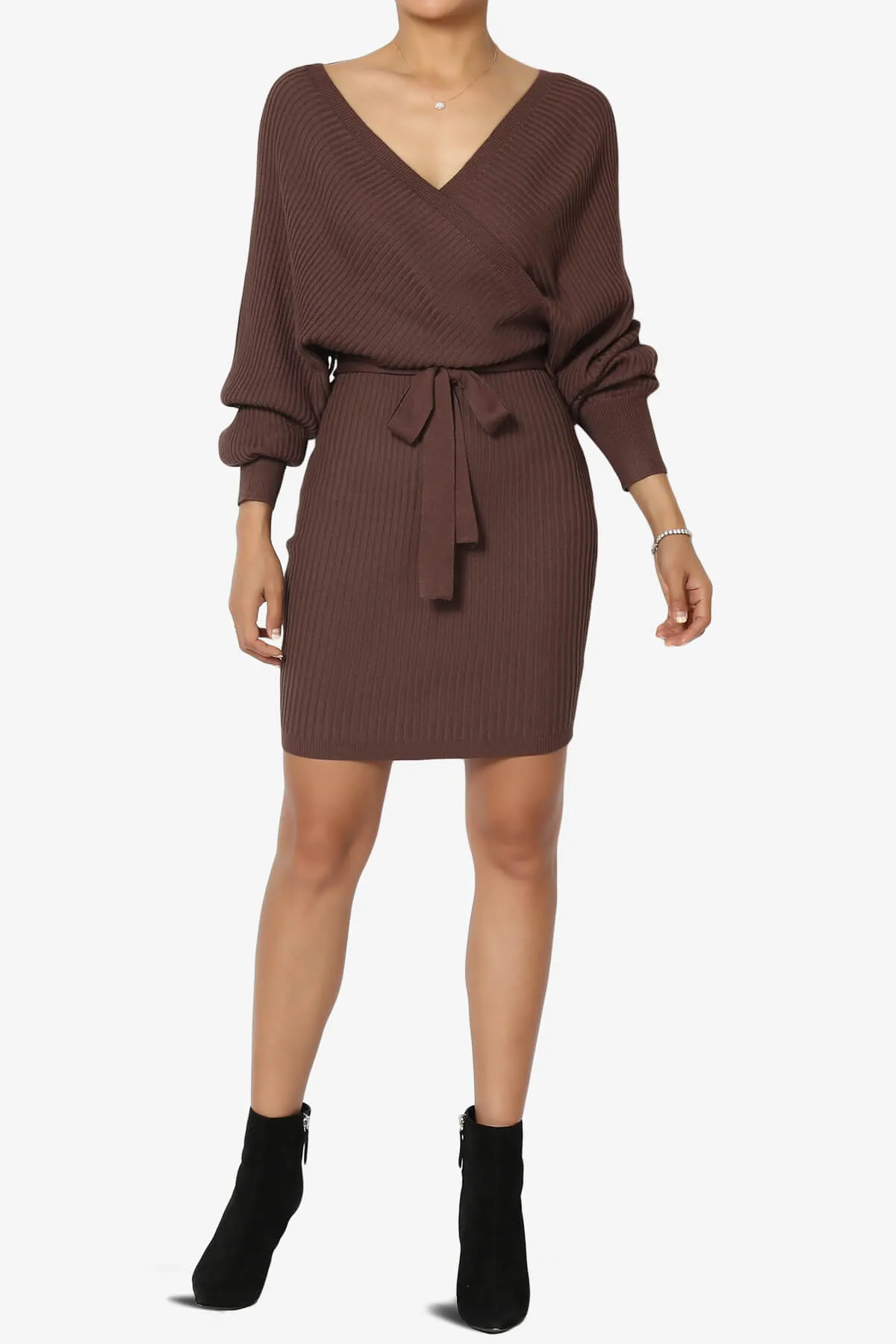 Rosalina Batwing Sleeve Wrap Knit Dress