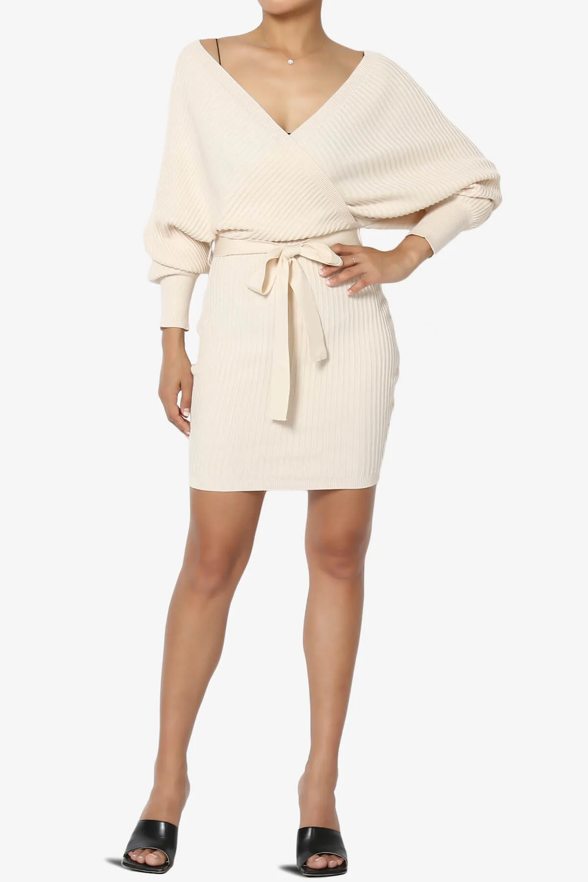 Rosalina Batwing Sleeve Wrap Knit Dress