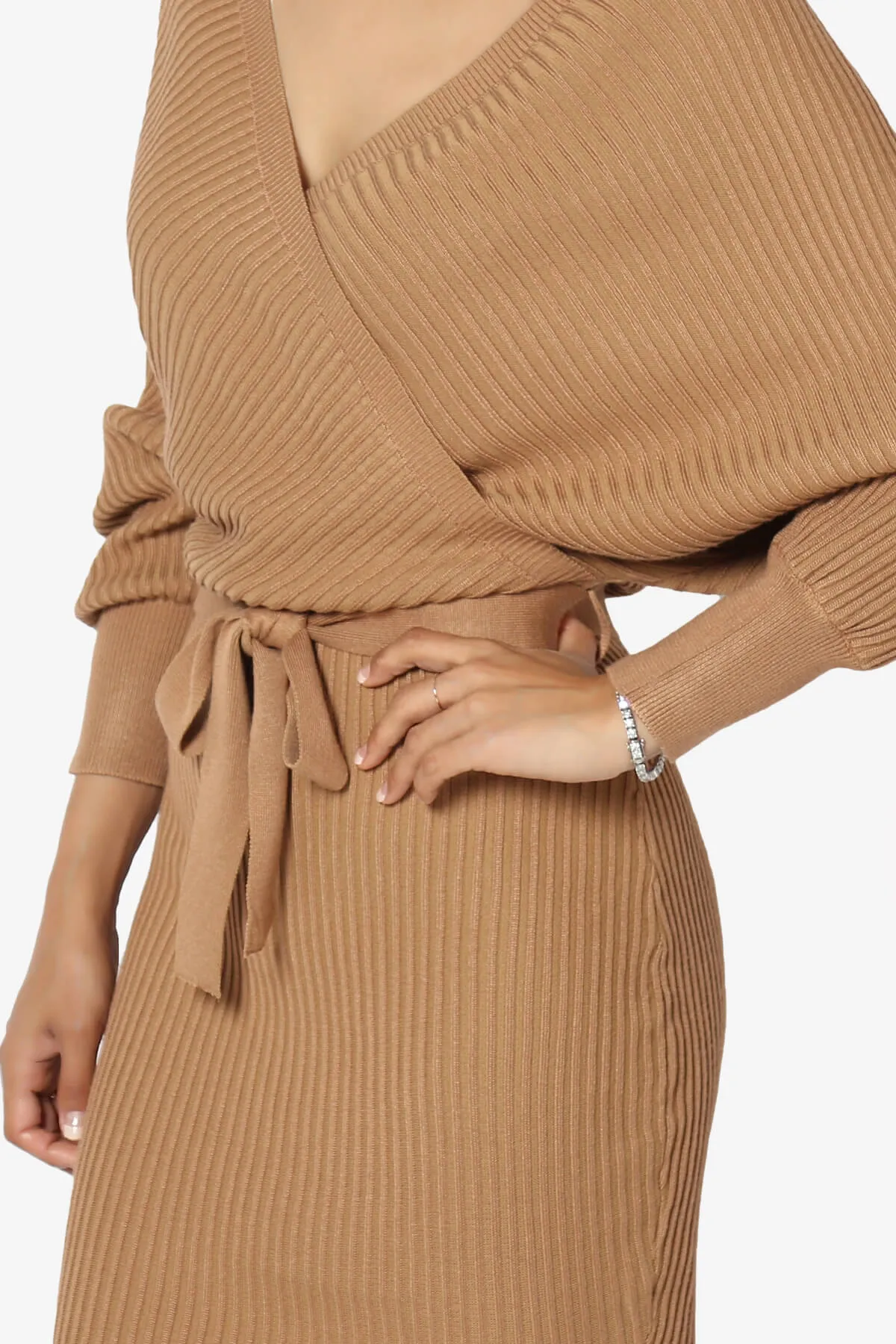 Rosalina Batwing Sleeve Wrap Knit Dress
