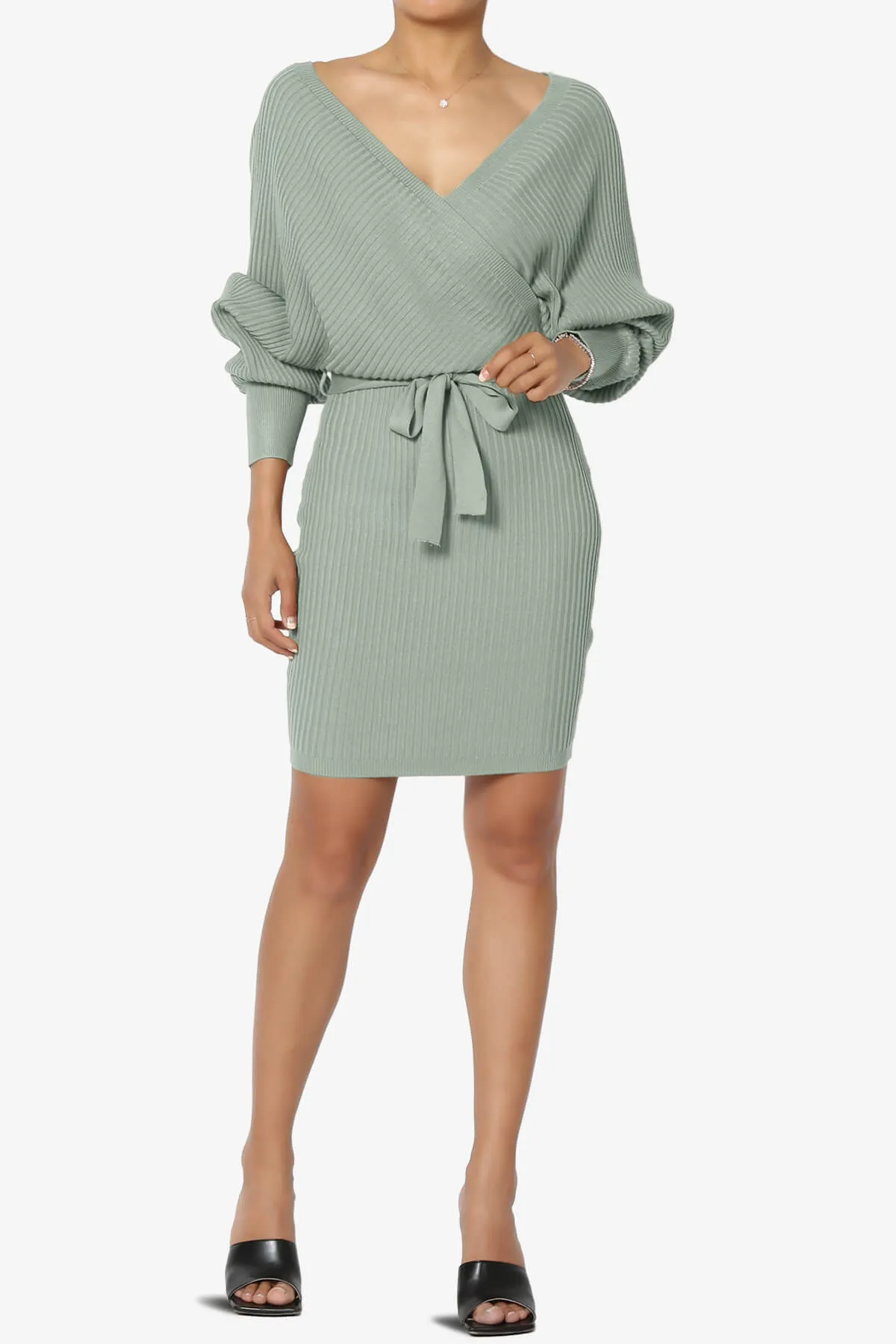 Rosalina Batwing Sleeve Wrap Knit Dress