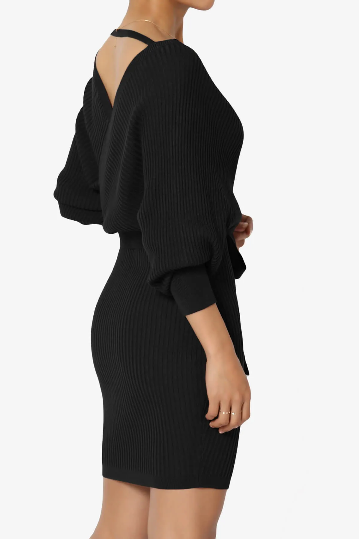 Rosalina Batwing Sleeve Wrap Knit Dress