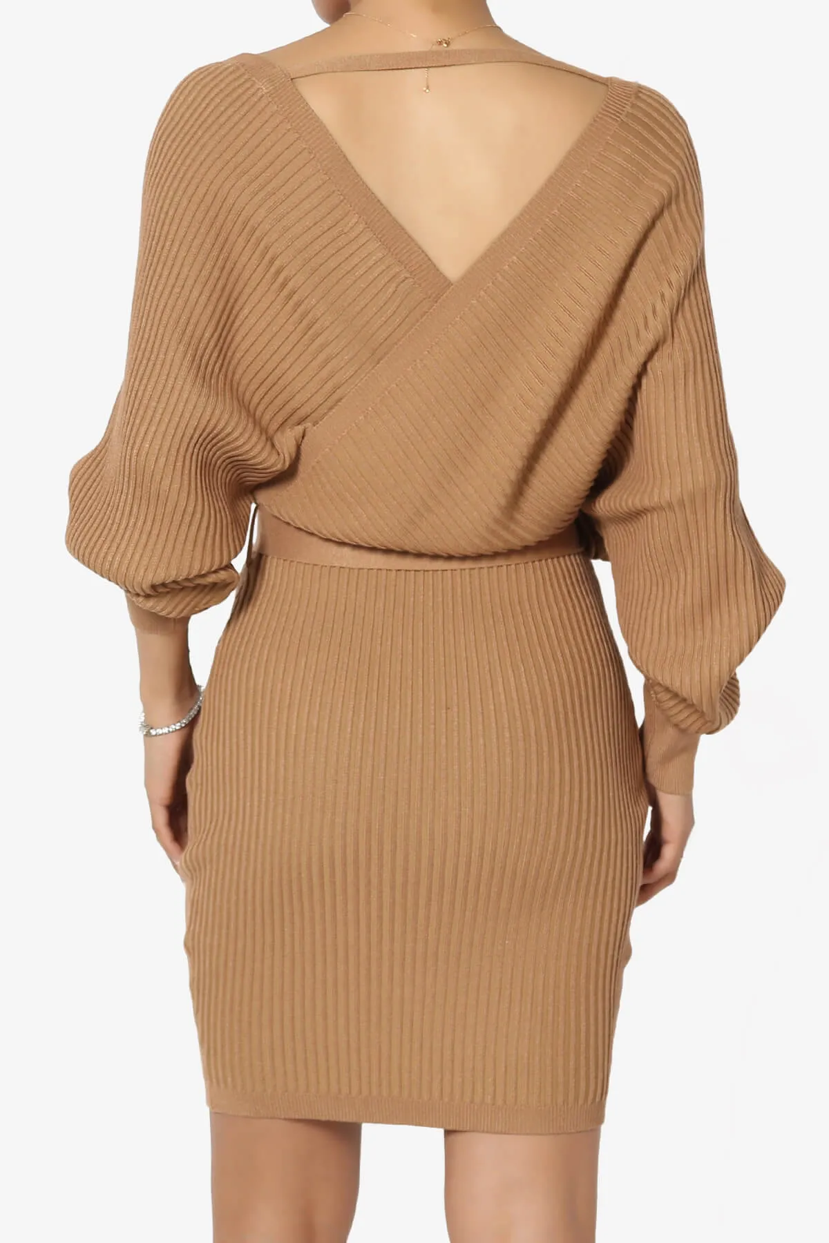 Rosalina Batwing Sleeve Wrap Knit Dress