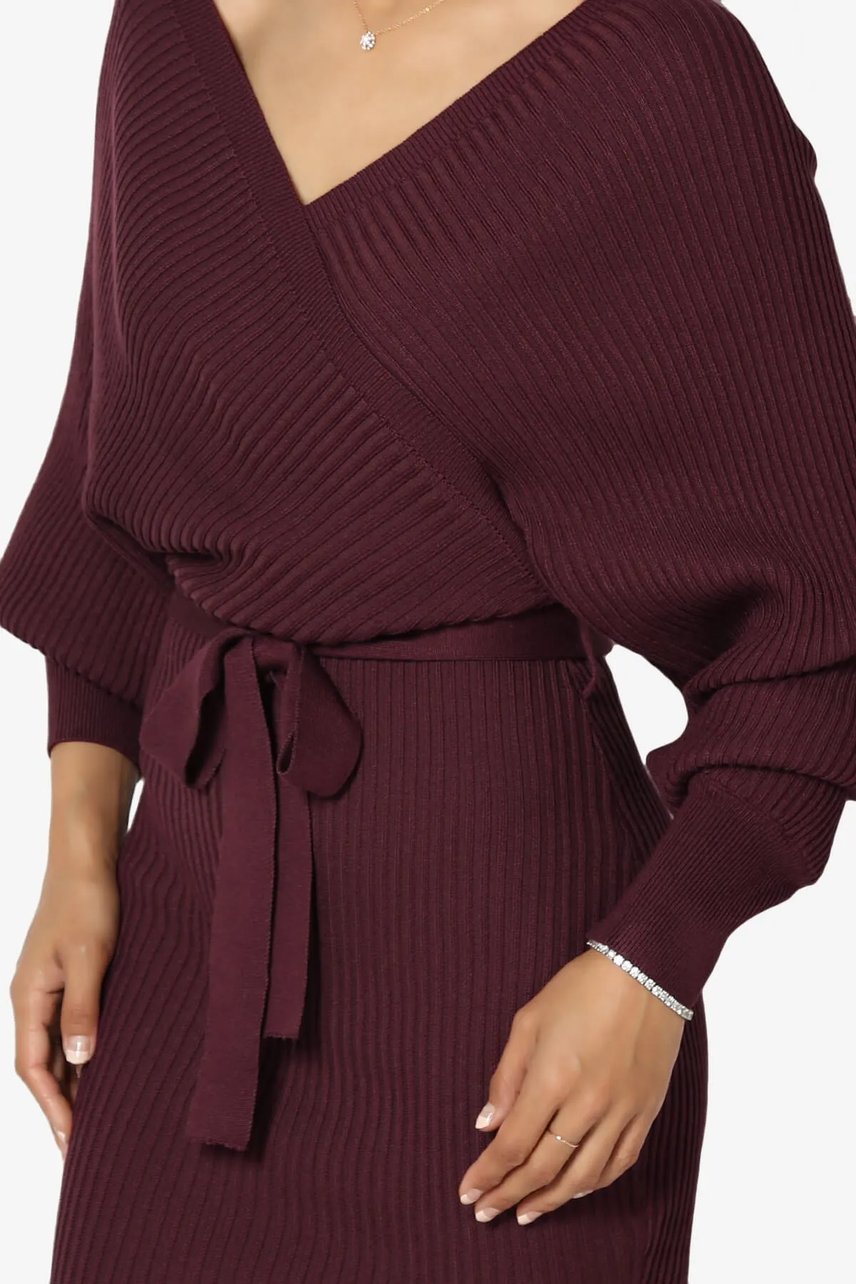 Rosalina Batwing Sleeve Wrap Knit Dress