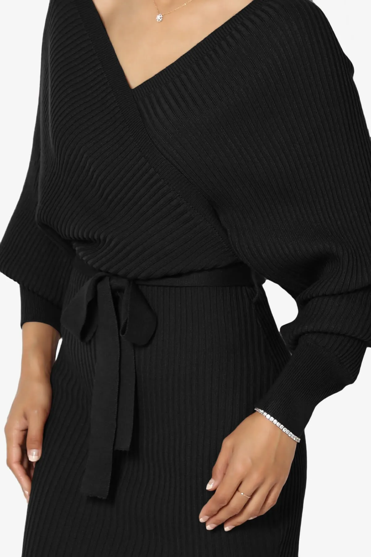 Rosalina Batwing Sleeve Wrap Knit Dress