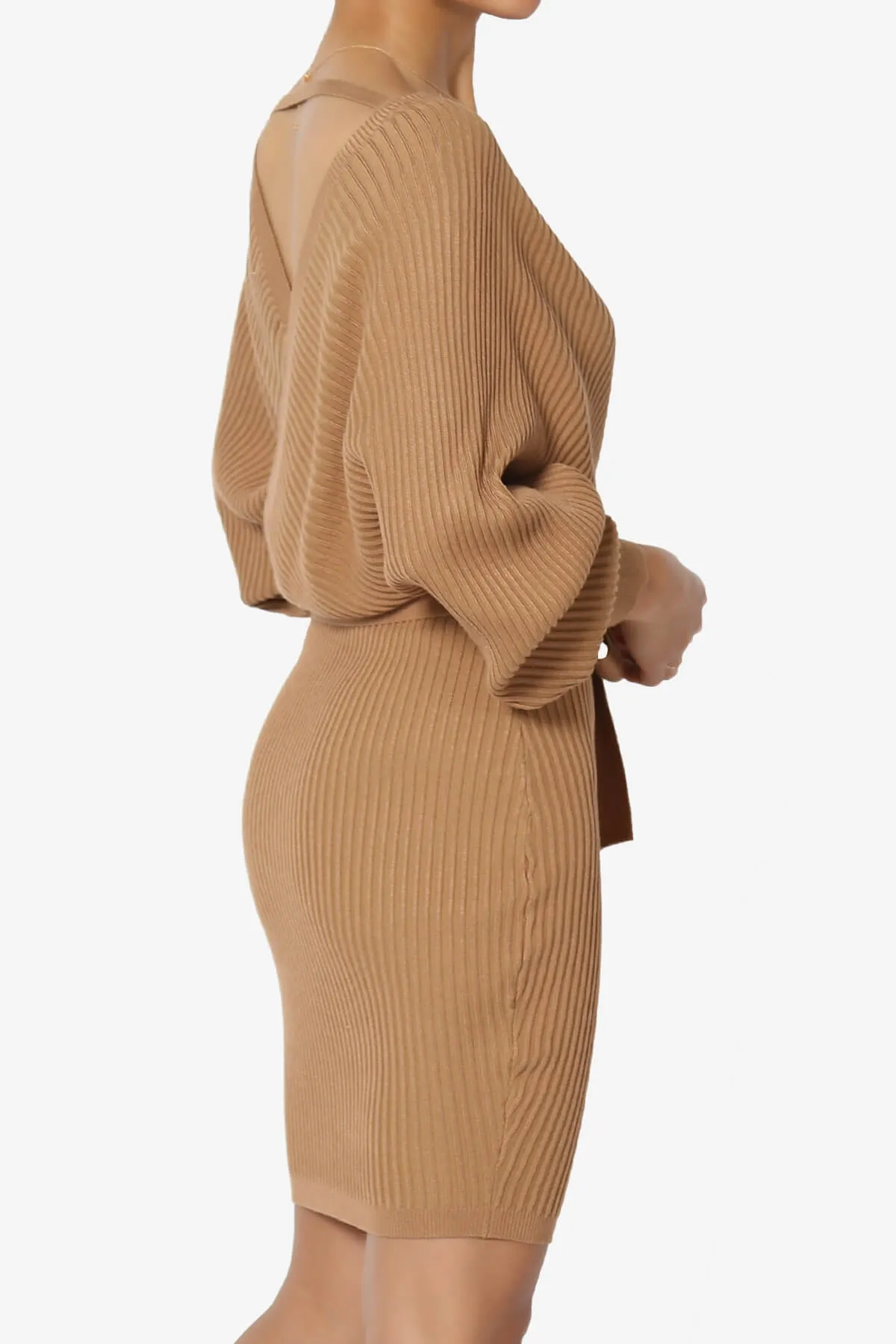 Rosalina Batwing Sleeve Wrap Knit Dress