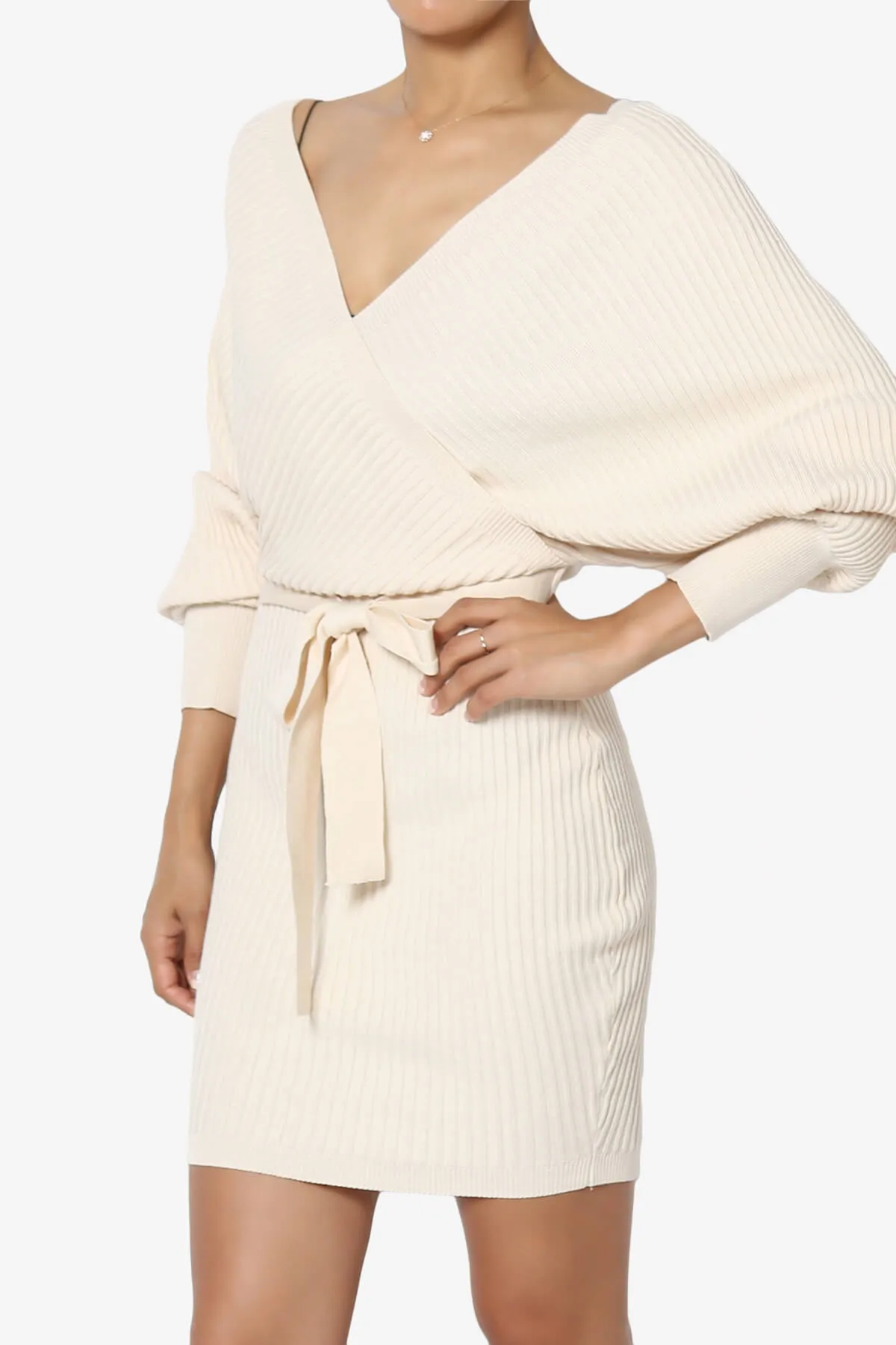 Rosalina Batwing Sleeve Wrap Knit Dress
