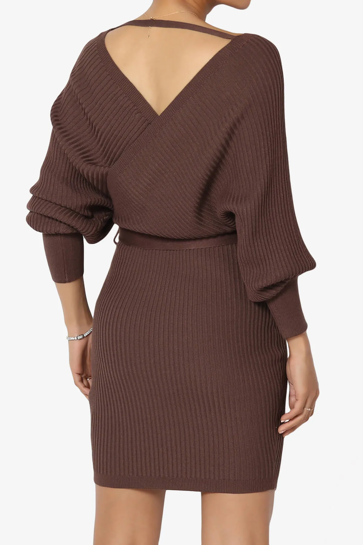 Rosalina Batwing Sleeve Wrap Knit Dress