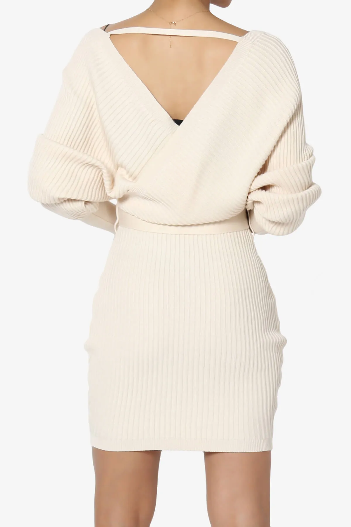 Rosalina Batwing Sleeve Wrap Knit Dress
