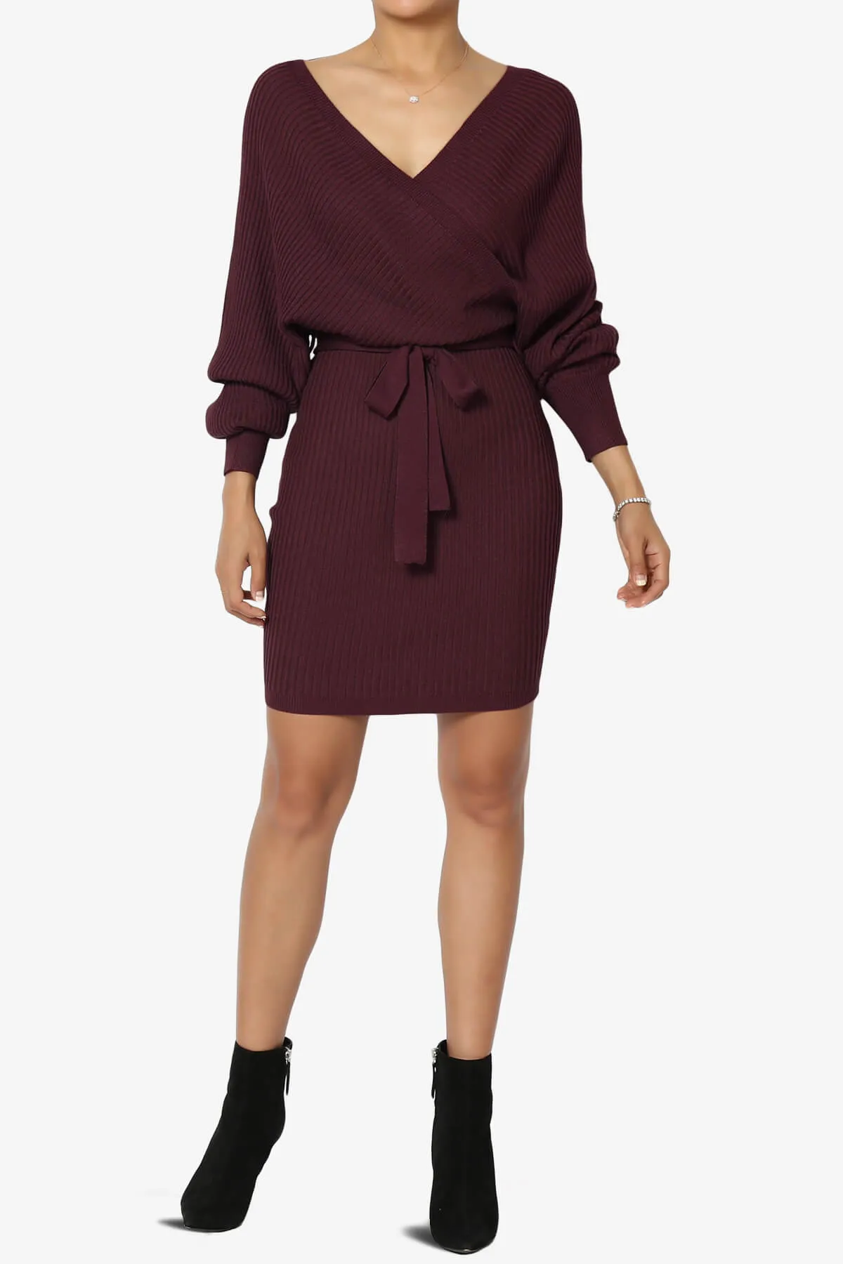 Rosalina Batwing Sleeve Wrap Knit Dress