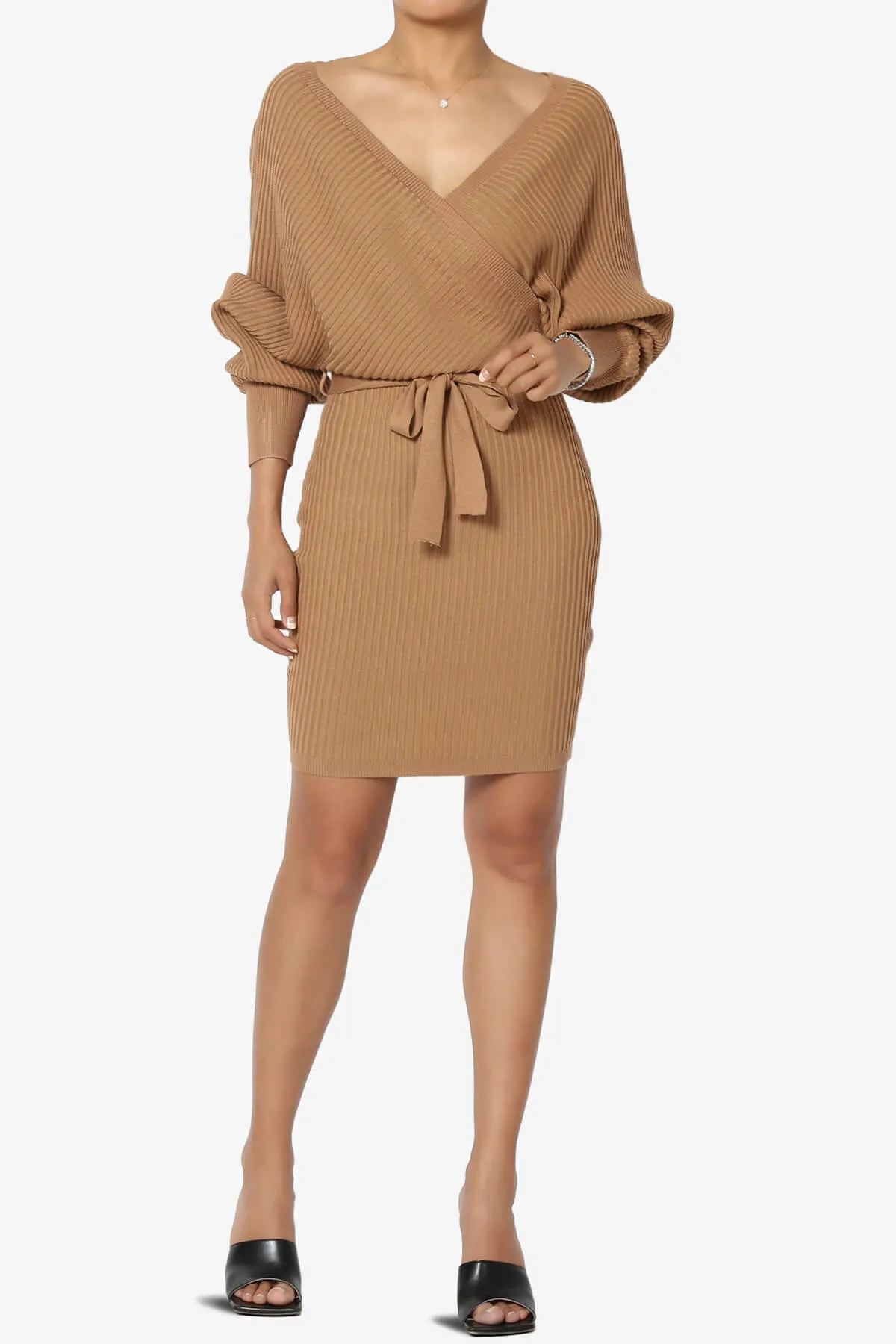 Rosalina Batwing Sleeve Wrap Knit Dress