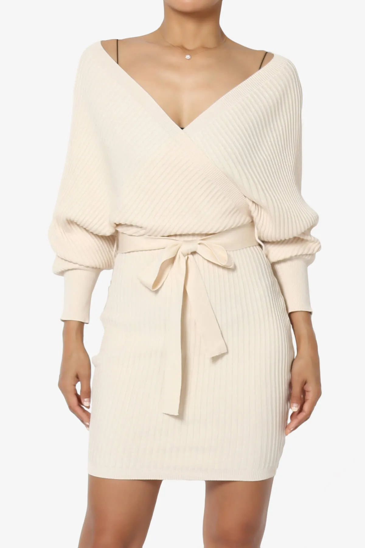 Rosalina Batwing Sleeve Wrap Knit Dress