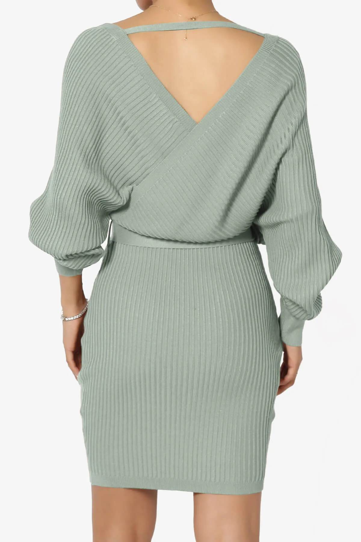 Rosalina Batwing Sleeve Wrap Knit Dress