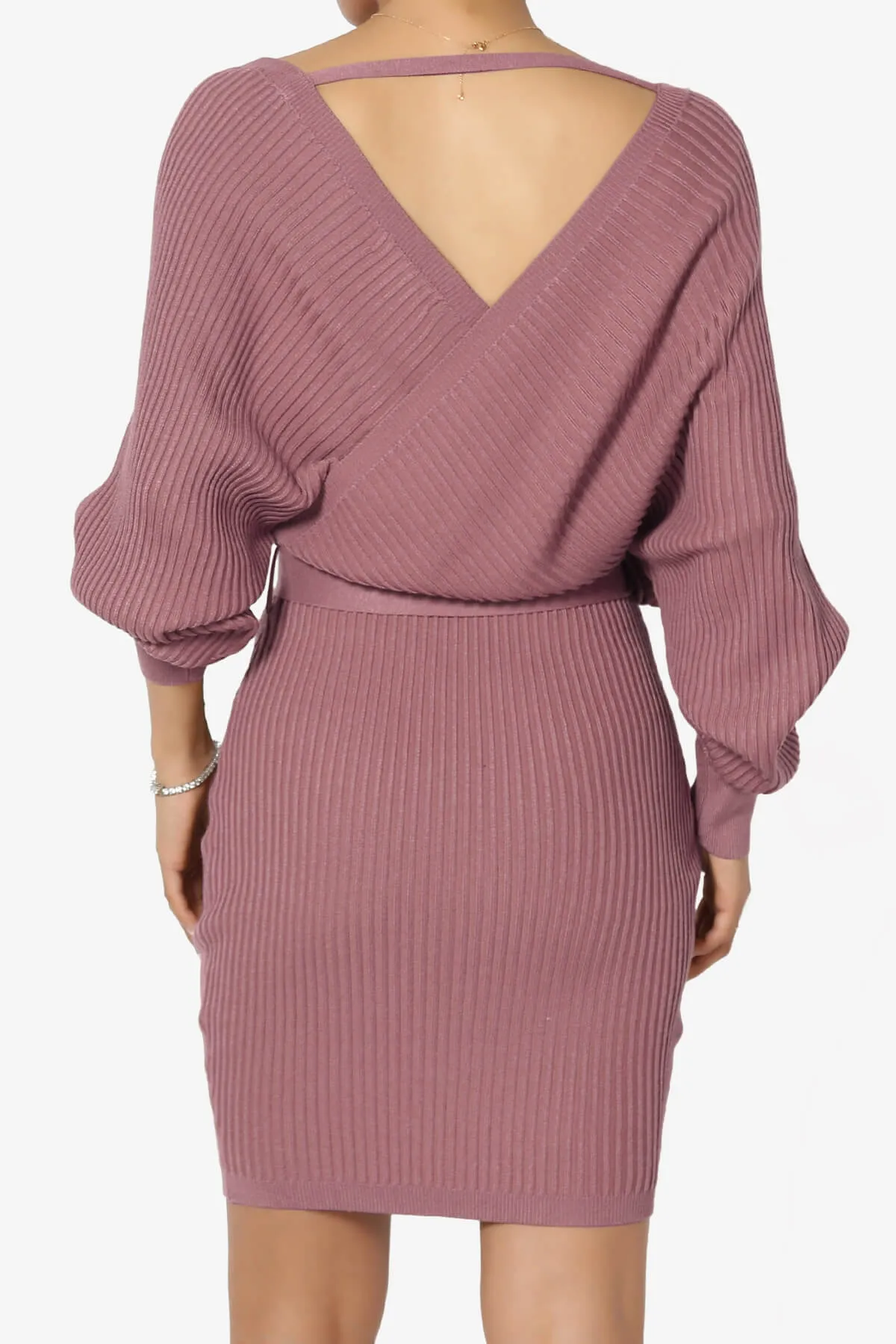 Rosalina Batwing Sleeve Wrap Knit Dress