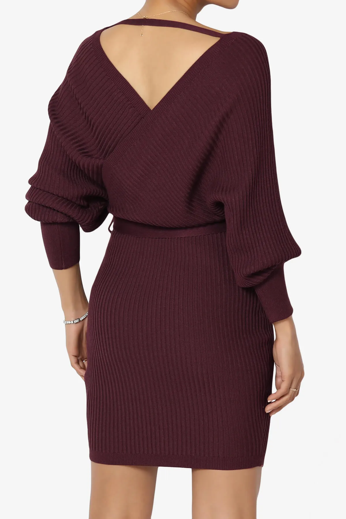 Rosalina Batwing Sleeve Wrap Knit Dress