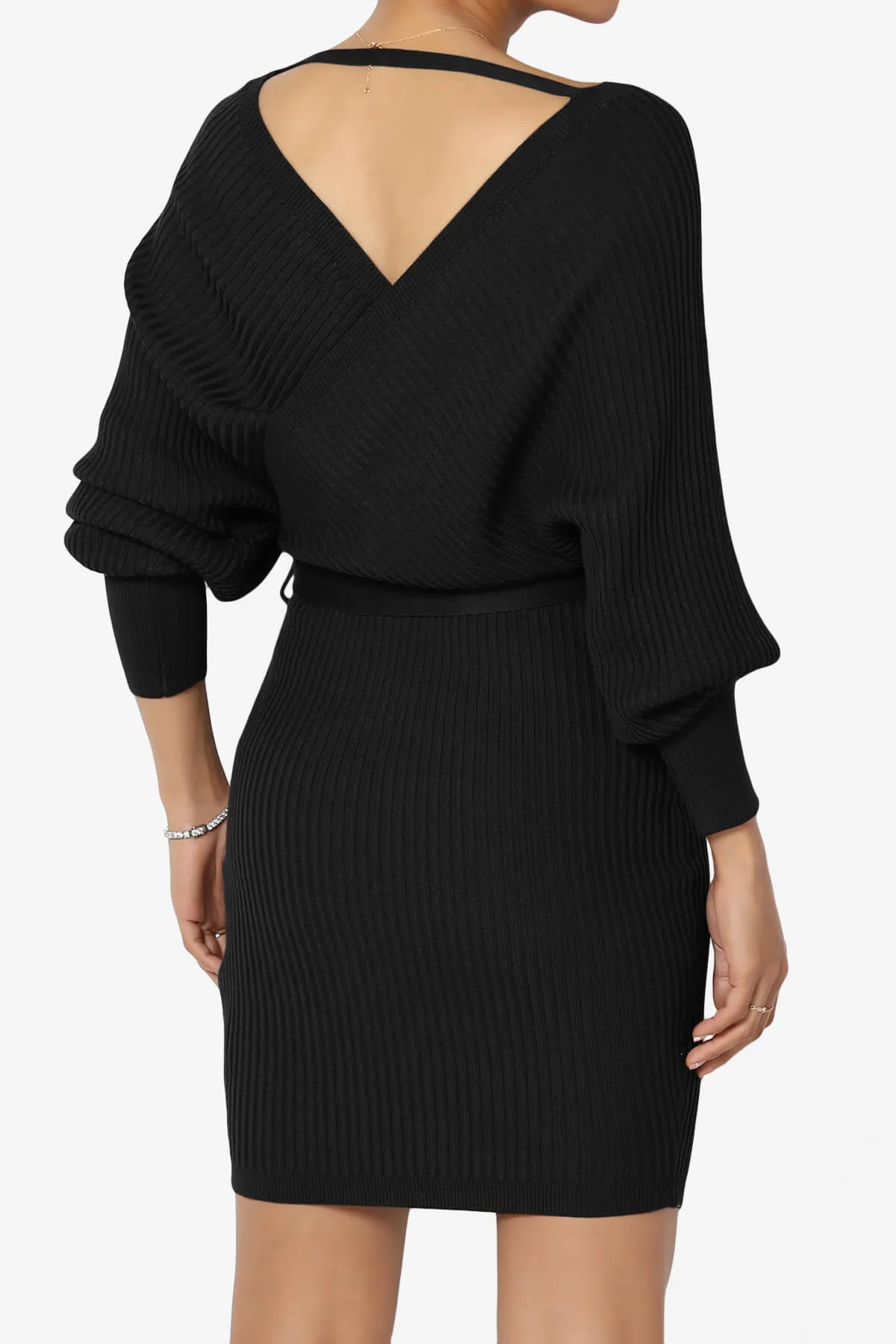 Rosalina Batwing Sleeve Wrap Knit Dress