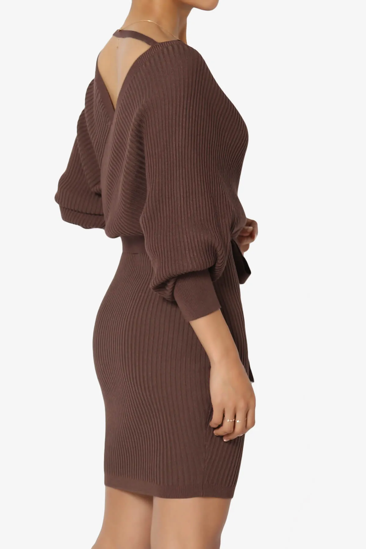 Rosalina Batwing Sleeve Wrap Knit Dress