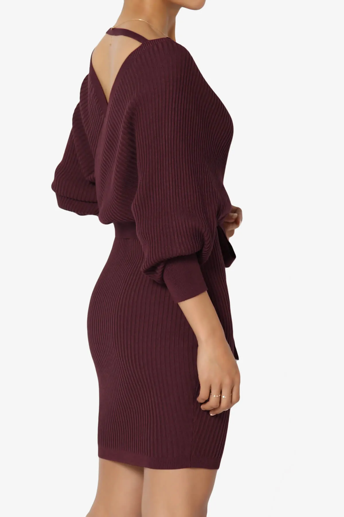 Rosalina Batwing Sleeve Wrap Knit Dress