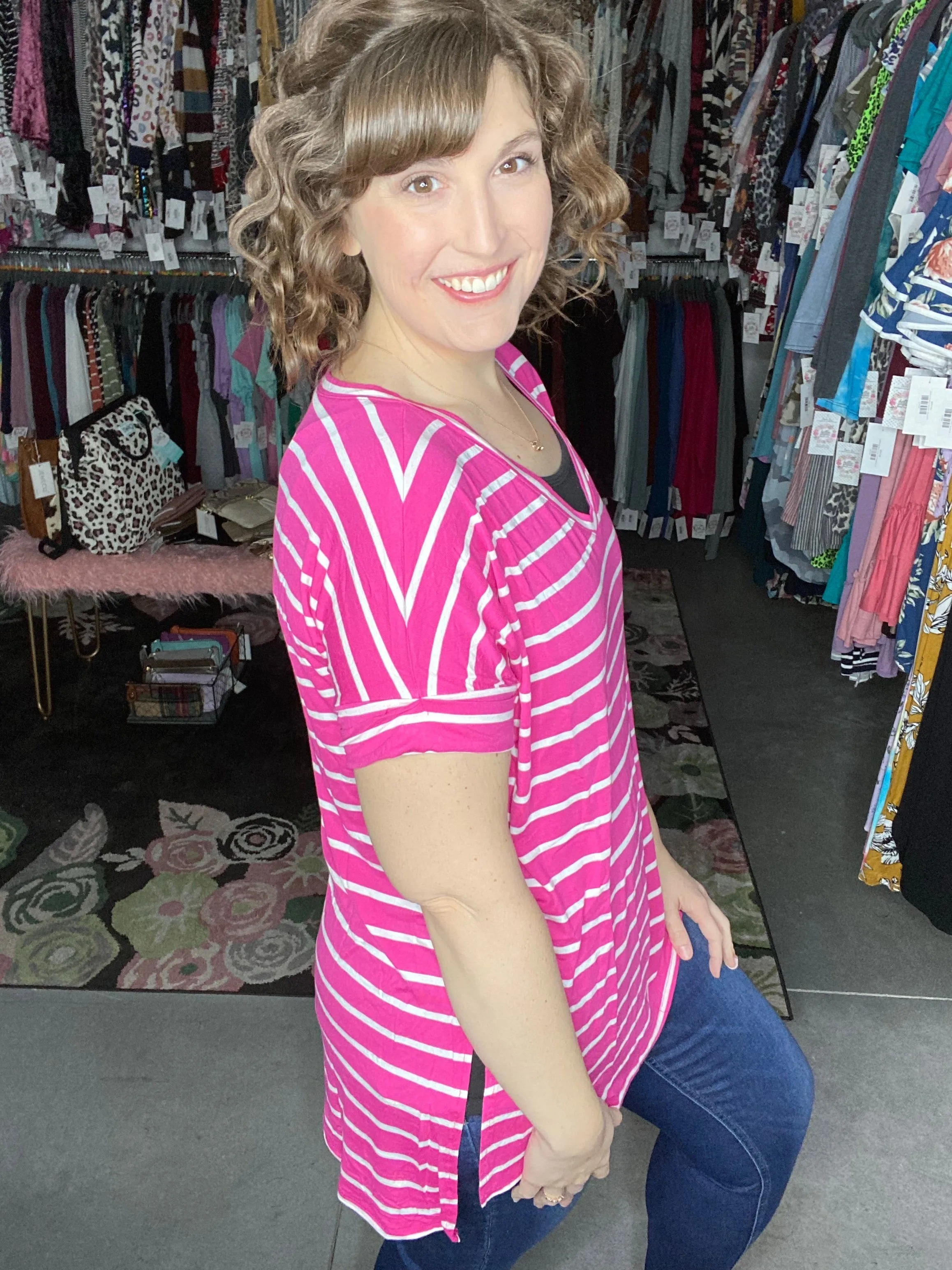 Sadie | V-Neck Tee in Spring Colors