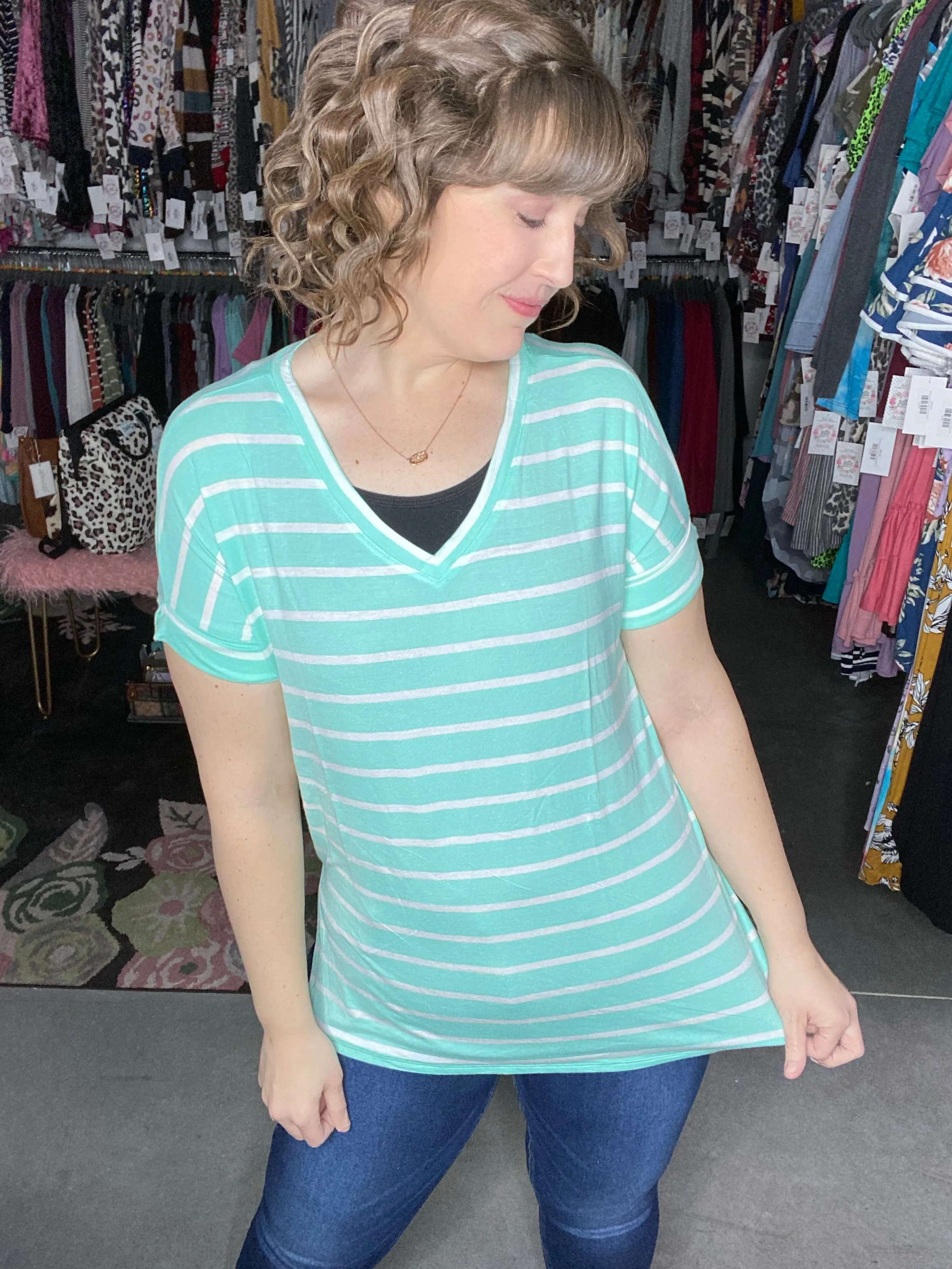 Sadie | V-Neck Tee in Spring Colors