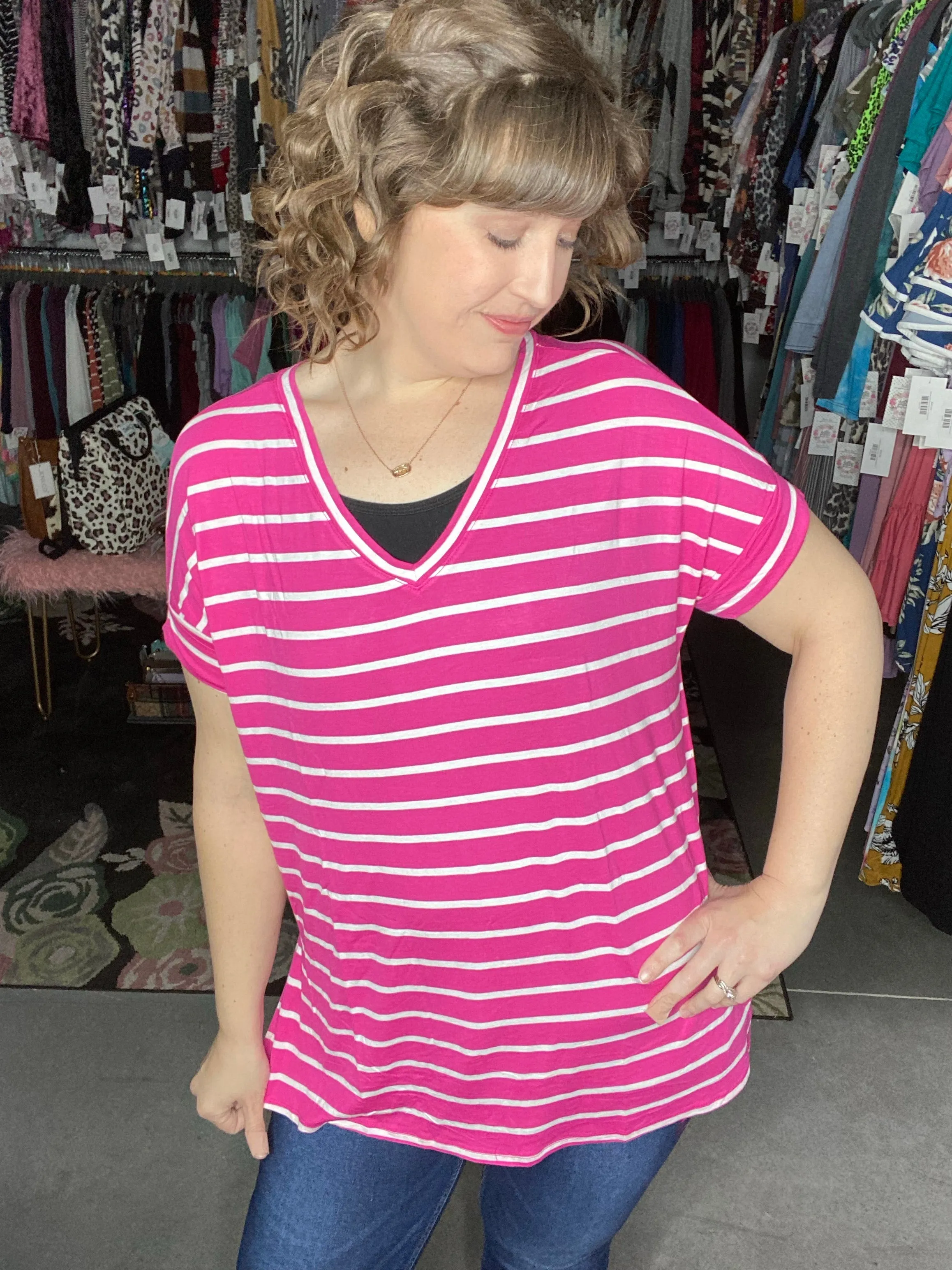 Sadie | V-Neck Tee in Spring Colors