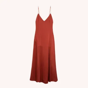 SATIN SLIP DRESS 13565 TERRACOTTA
