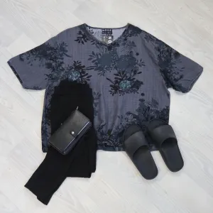 Short Sleeve Verity Tie Top- Moody Floral
