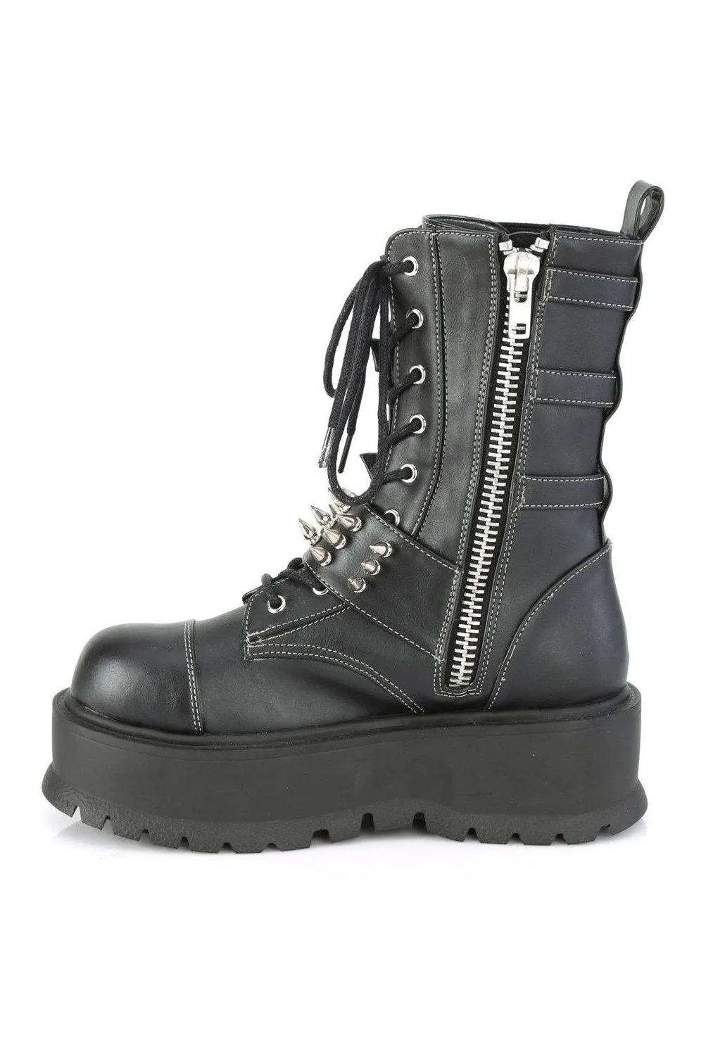 SLACKER-165 Knee Boot | Black Faux Leather