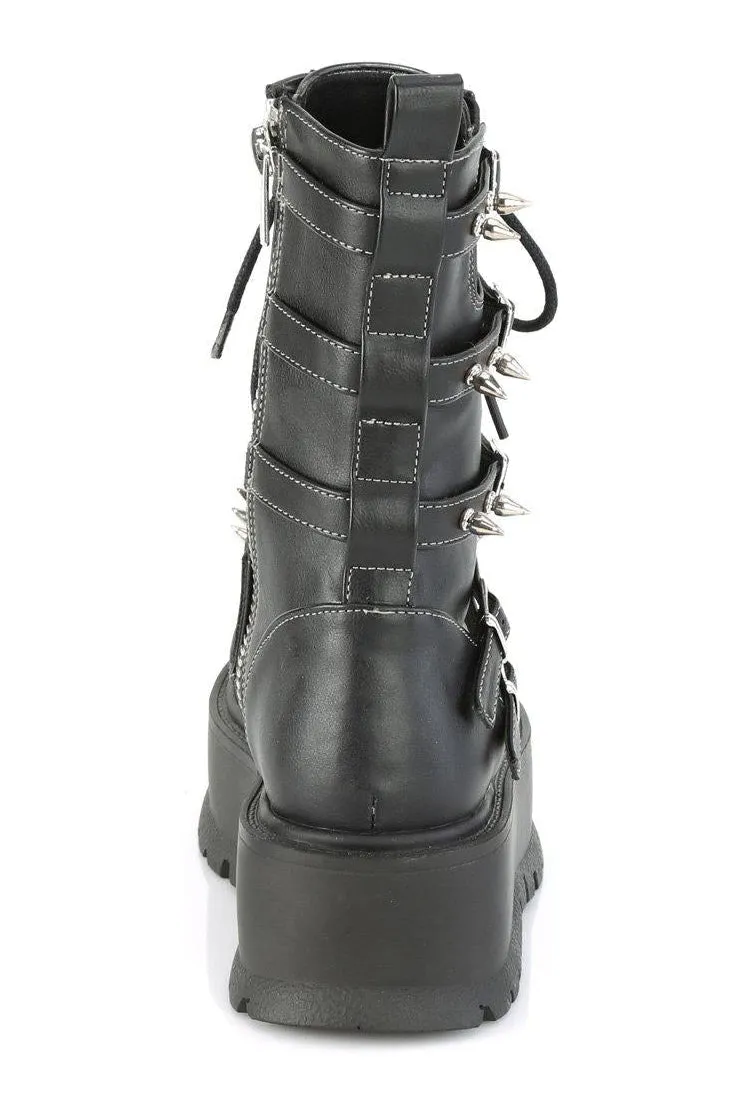 SLACKER-165 Knee Boot | Black Faux Leather
