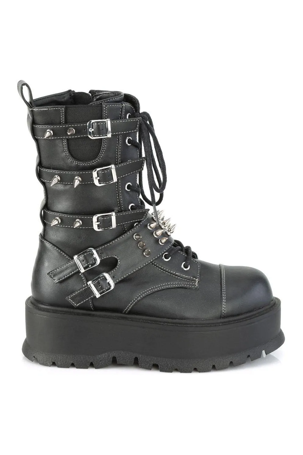SLACKER-165 Knee Boot | Black Faux Leather