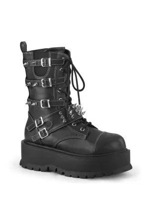SLACKER-165 Knee Boot | Black Faux Leather