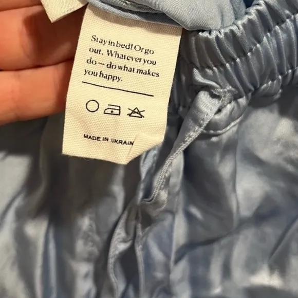 Sleeper Baby Blue Silky Satin 100% Eco-Vero Relaxed Cuffed Pajamas Pants O/S