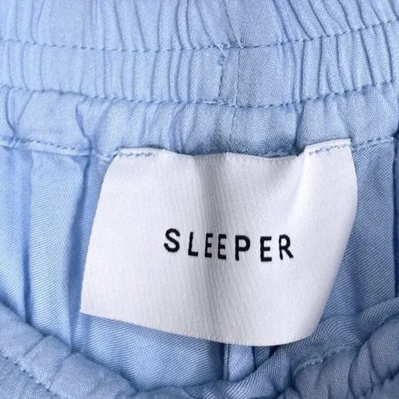 Sleeper Baby Blue Silky Satin 100% Eco-Vero Relaxed Cuffed Pajamas Pants O/S